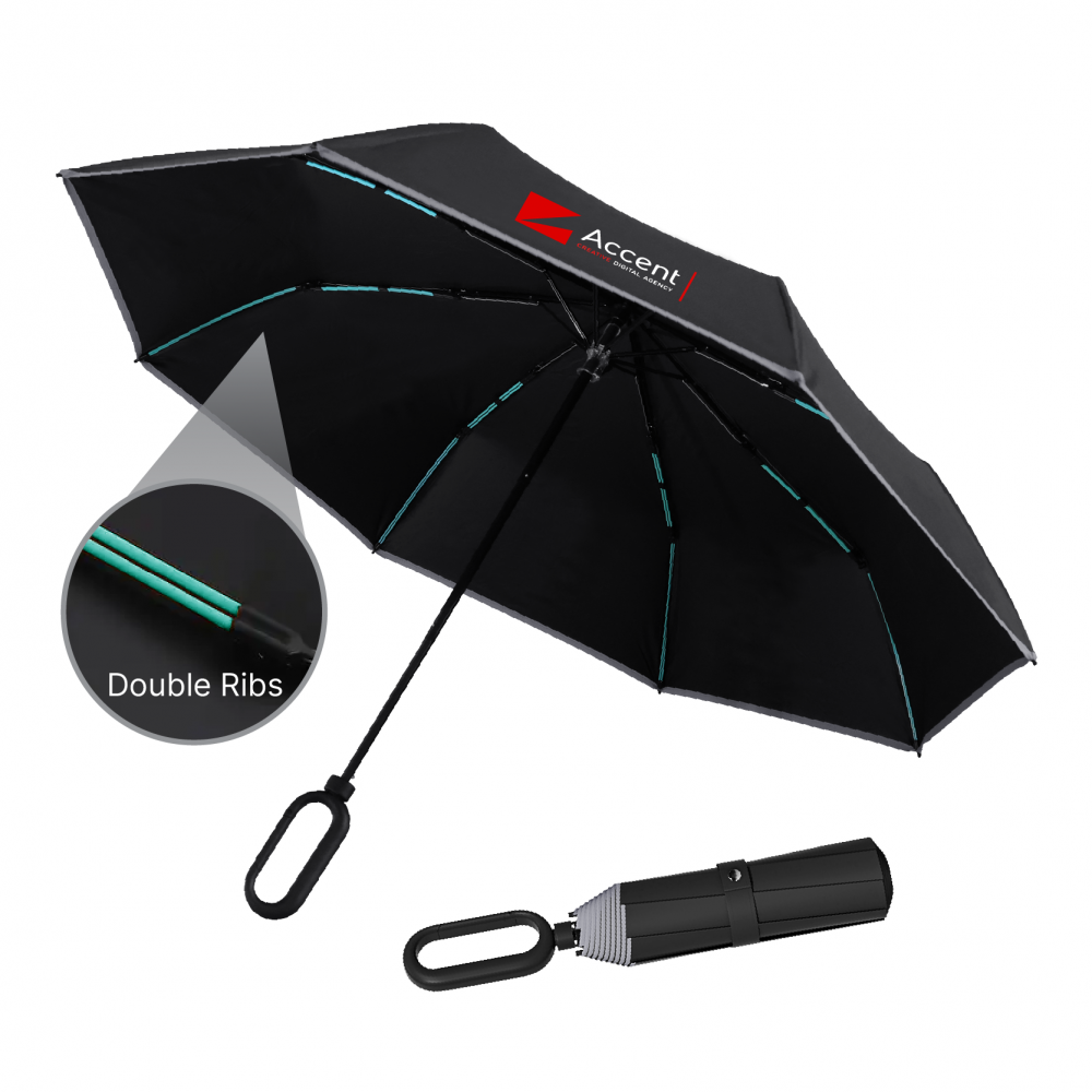 21" DUO Double Ribs 8 Panel Coated Foldable Umbrella 01